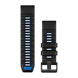 Garmin QuickFit 26 mm watch band, black/pilot blue silicone 1