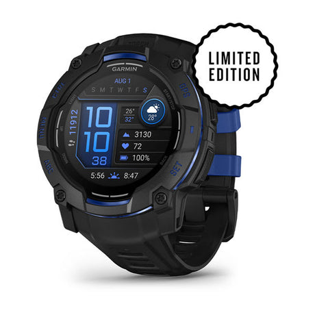 Garmin Instinct 3 50 mm AMOLED rugged GPS smartwatch, Black/Bolt Blue 1