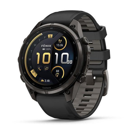 Garmin fenix 9 Pro – inReach, 47 mm Carbon Gray DLC Titanium with Black/Pebble Gray Silicone Band