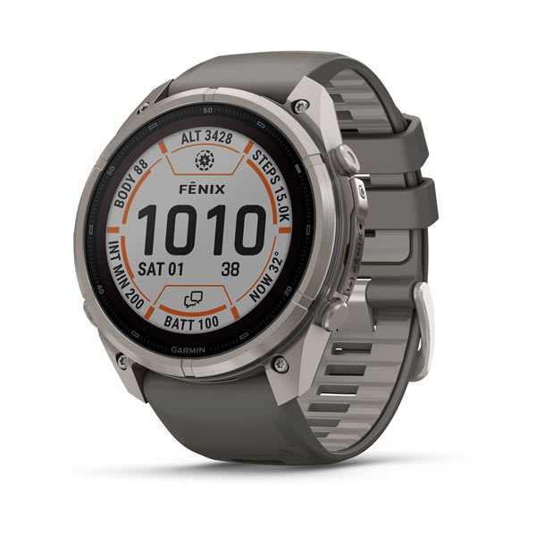Garmin fenix 9 Pro – inReach, Solar, 51 mm Titanium with Pebble Gray/Silver Gray Silicone Band
