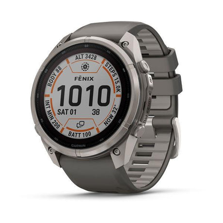 Garmin fenix 9 Pro – inReach, Solar, 51 mm Titanium with Pebble Gray/Silver Gray Silicone Band