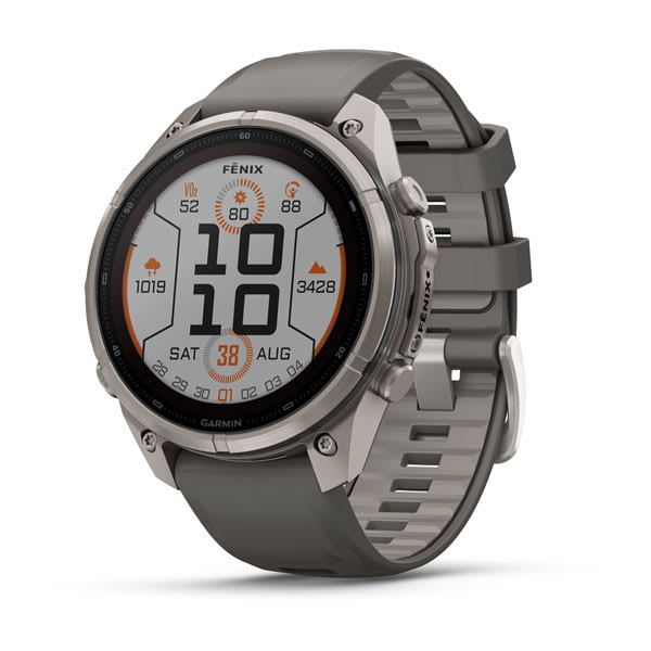 Garmin fenix 9 Pro – Solar, 47 mm Titanium with Pebble Gray/Silver Gray Silicone Band