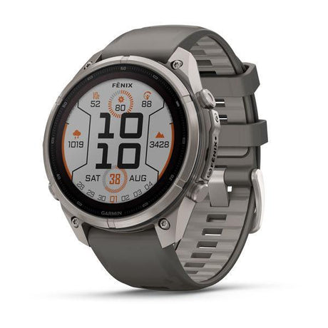 Garmin fenix 9 Pro – Solar, 47 mm Titanium with Pebble Gray/Silver Gray Silicone Band