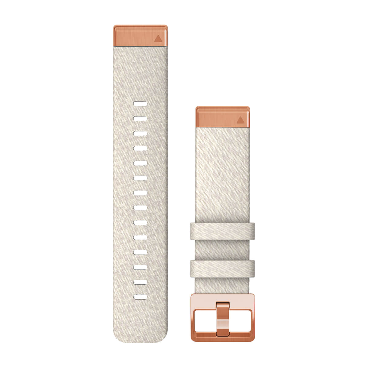 Garmin QuickFit 20 Watch Bands - Fabric / Cream Heathered Nylon with Rose Gold Hardware
