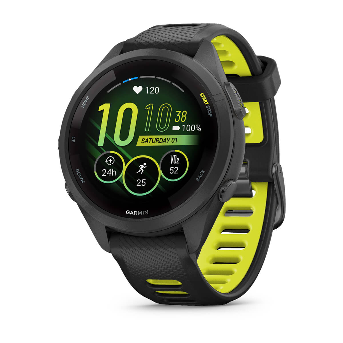 Garmin Forerunner 265 AMOLED GPS Running Smartwatch – 42 mm / Black / Amp Yellow