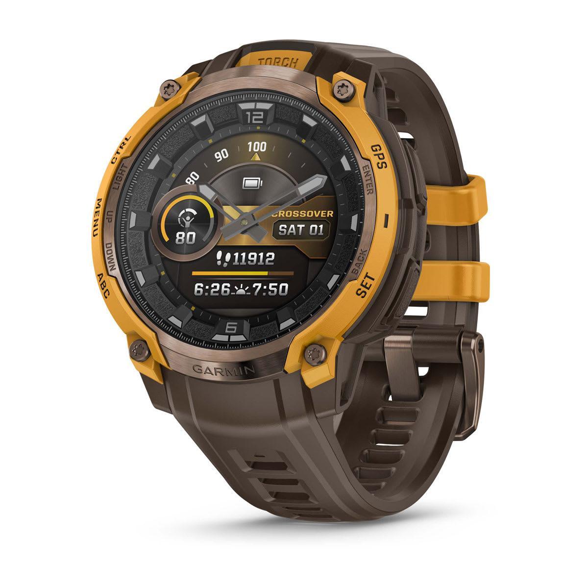 Garmin Instinct Crossover Hybrid GPS Smartwatch – AMOLED / Bronze/Sunburst