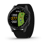 Garmin Approach S44 and S50 GPS Golf Smartwatch – S50: Golf & Fitness Features / Slate Aluminum Bezel with Black Nylon Band