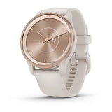 Garmin vívomove Trend Hybrid Smartwatch – Peach Gold Stainless Steel Bezel with Ivory Case and Silicone Band