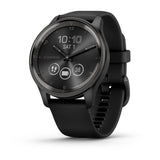 Garmin vívomove Trend Hybrid Smartwatch – Slate Stainless Steel Bezel with Black Case and Silicone Band