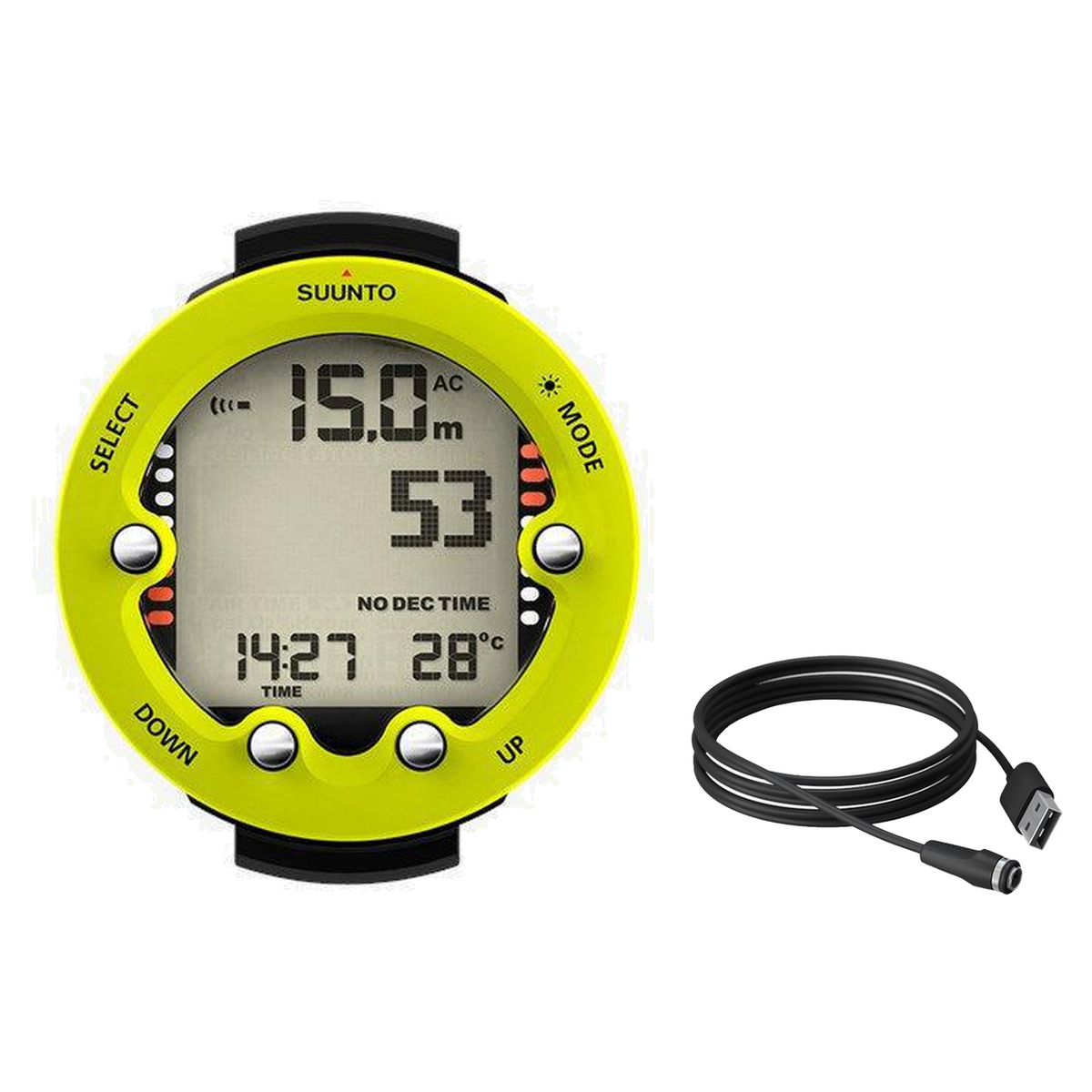 Suunto Zoop Novo Dive Computer + USB Interface Cable Package — Lime