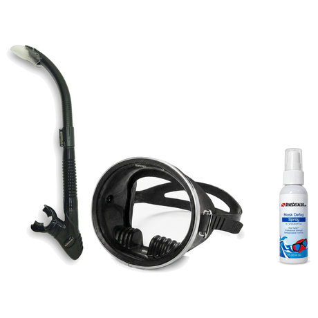 DiveCatalog Mask + Snorkel Package – Classic Oval Mask + Semi-Dry Snorkel + Free Mask Defog Spray — includes DiveCatalog.com…