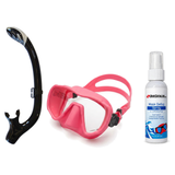 DiveCatalog Mask + Snorkel Package – Silicone Frameless Mask + Semi-Dry Snorkel + Free Mask Defog Spray — Pink, DiveCatalog.…
