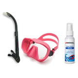 DiveCatalog Mask + Snorkel Package – Silicone Frameless Mask + Semi-Dry Snorkel + Free Mask Defog Spray — Pink, DiveCatalog.…