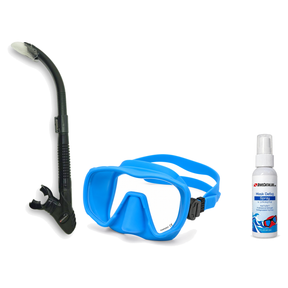 DiveCatalog Mask + Snorkel Package – Silicone Frameless Mask + Semi-Dry Snorkel + Free Mask Defog Spray — Blue, DiveCatalog.…