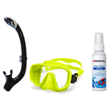 DiveCatalog Mask + Snorkel Package – Silicone Frameless Mask + Semi-Dry Snorkel + Free Mask Defog Spray — Fluorescent Yellow…