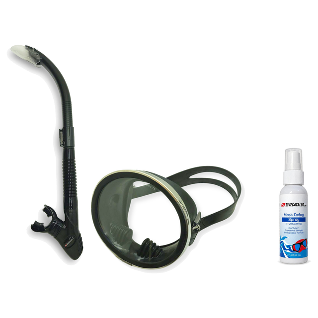 DiveCatalog Mask + Snorkel Package – Junior Oval Mask + Semi-Dry Snorkel + Free Mask Defog Spray — includes DiveCatalog.com…