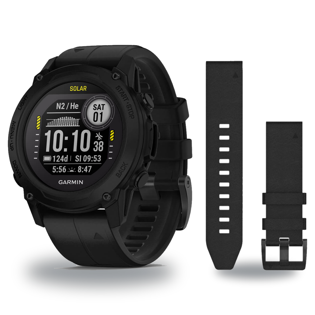 Garmin Descent G1 Dive Computer + QuickFit 22 Band Package — Solar, Black