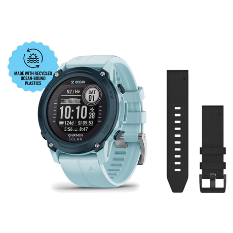 Garmin Descent G1 Dive Computer + QuickFit 22 Band Package — Solar, Ocean Edition Azure
