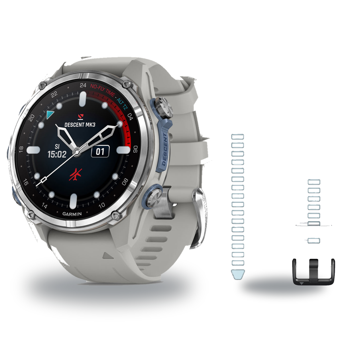 Garmin Descent Mk3 43mm Dive Computer + QuickFit 20 Band Package — includes Garmin Descent Mk3 – 43 mm, Stainless Steel with…