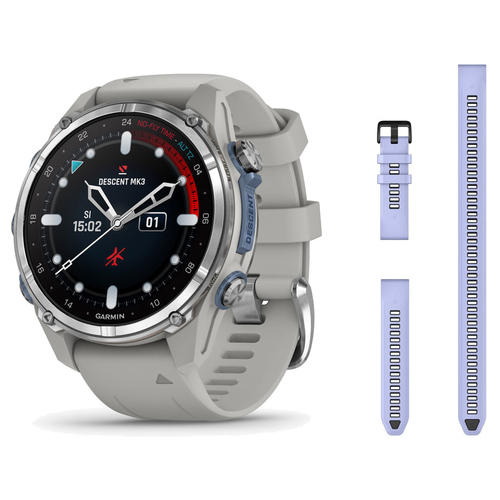 Garmin Descent Mk3 43mm Dive Computer + QuickFit 20 Band Package — includes Garmin Descent Mk3 – 43 mm, Stainless Steel with…