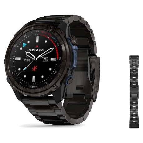 Garmin Descent Mk3i 51mm Dive Computer + QuickFit 26 Band Package — 51 mm, Carbon Gray DLC Titanium with DLC Titanium Band