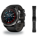 Garmin Descent Mk3i 51mm Dive Computer + QuickFit 26 Band Package — 51 mm, Silver and Black PVD Titanium with Black/Pebble G…