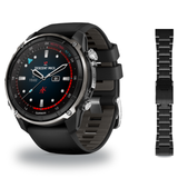Garmin Descent Mk3i 51mm Dive Computer + QuickFit 26 Band Package — 51 mm, Silver and Black PVD Titanium with Black/Pebble G…