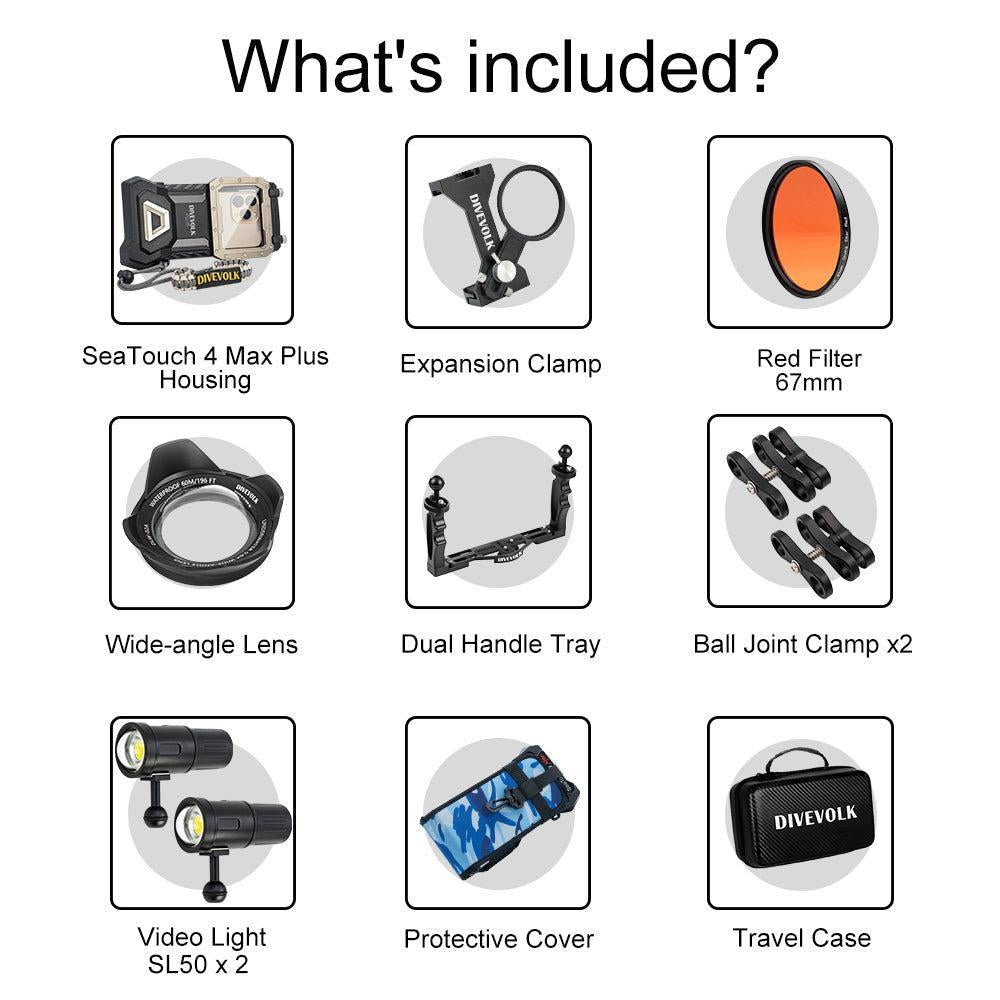 DiveVolk SeaTouch 4 Max Underwater Housing Deep Dive Kit-