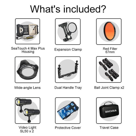 DiveVolk SeaTouch 4 Max Underwater Housing Deep Dive Kit-