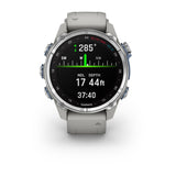 Garmin Descent Mk3 – 43 mm, Stainless Steel with Fog Gray Silicone Band-