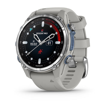 Garmin Descent Mk3 – 43 mm, Stainless Steel with Fog Gray Silicone Band-