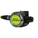 Genesis Argo Octo GS050 octopus regulator with yellow braided hose, three-quarter view