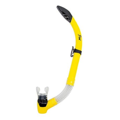 Genesis Flow Semi-Dry Snorkel Splash-Guard/Semi-Dry Top and Hypoallergenic Mouthpiece-Lemon Yellow-