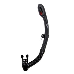 Genesis Hydra Dry Snorkel Dry Valve Top and Hypoallergenic Mouthpiece-Black Silicone-