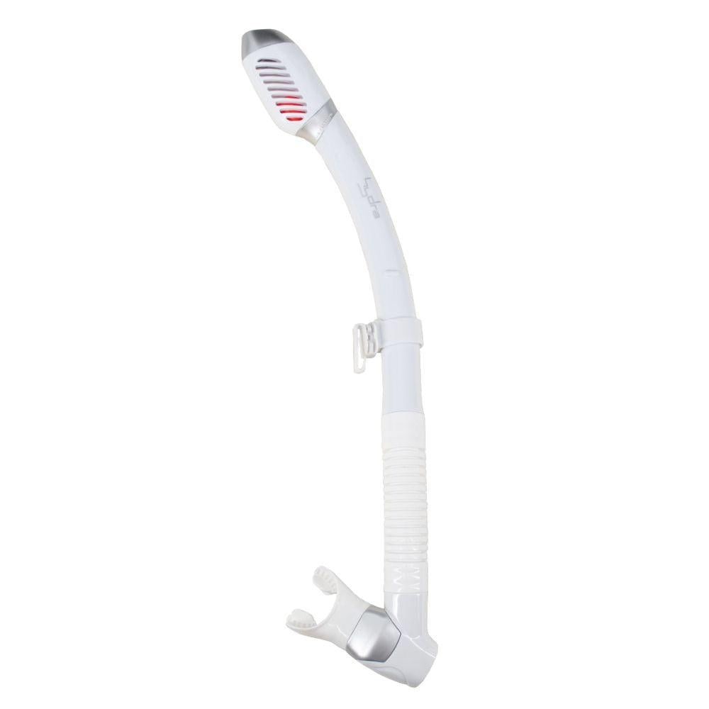 Genesis Hydra Dry Snorkel Dry Valve Top and Hypoallergenic Mouthpiece-White-