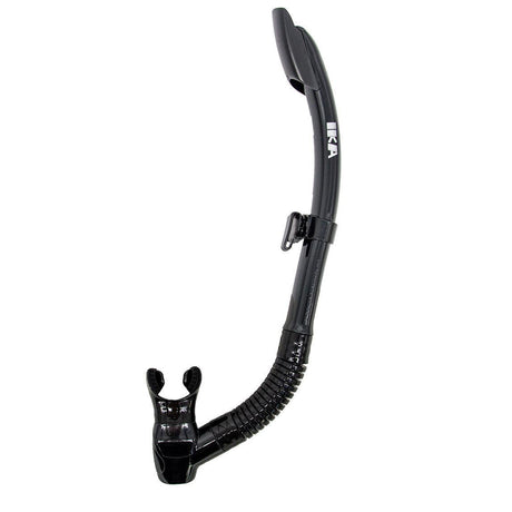 Genesis Ika Semi-Dry Snorkel Splash-Guard/Semi-Dry Top and Hypoallergenic Mouthpiece-Black Silicone-