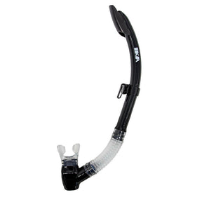 Genesis Ika Semi-Dry Snorkel Splash-Guard/Semi-Dry Top and Hypoallergenic Mouthpiece-Black-