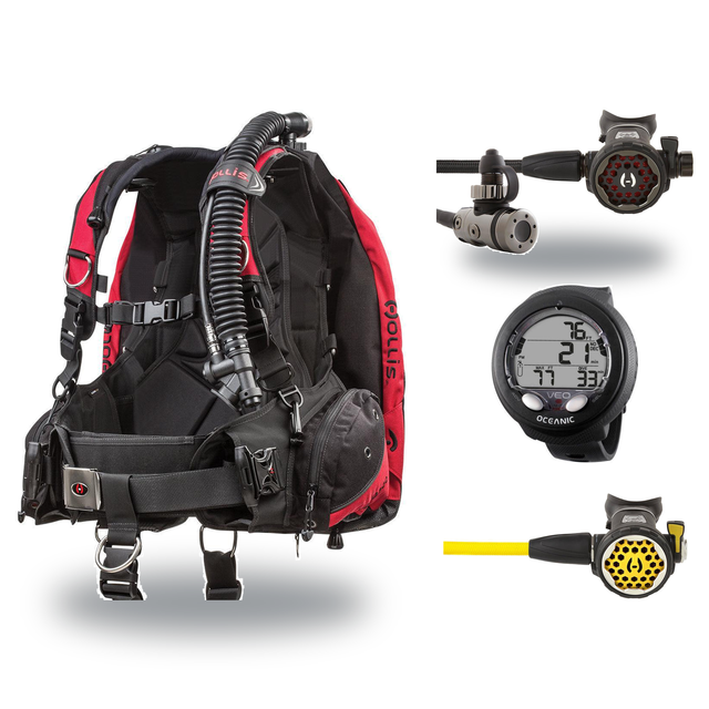 Hollis Cold Water Scuba Package – HD-200 BCD, DC7 Sealed Regulator, 150LX Octopus & Oceanic Veo 4.0 — includes Hollis HD-200…