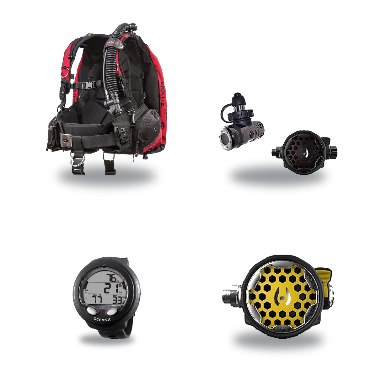 Hollis Cold Water Scuba Package – HD-200 BCD, DC7 Sealed Regulator, 150LX Octopus & Oceanic Veo 4.0 — includes Hollis HD-200…