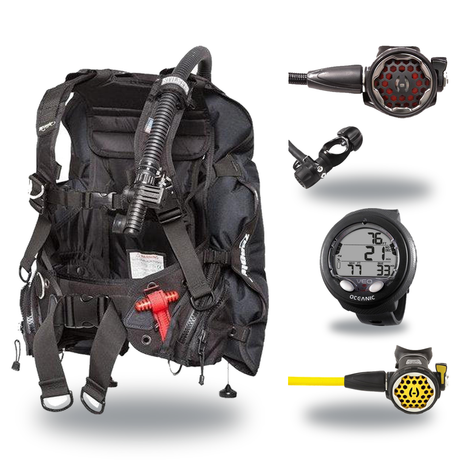 Hollis Cold Water Scuba Package – HD-200 BCD, DC7 Sealed Regulator, 150LX Octopus & Oceanic Veo 4.0 — Zeagle Stiletto Back I…