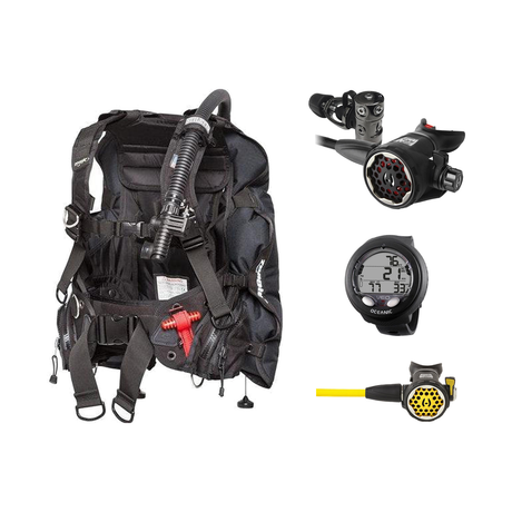 Hollis Cold Water Scuba Package – HD-200 BCD, DC7 Sealed Regulator, 150LX Octopus & Oceanic Veo 4.0 — Zeagle Stiletto Back I…