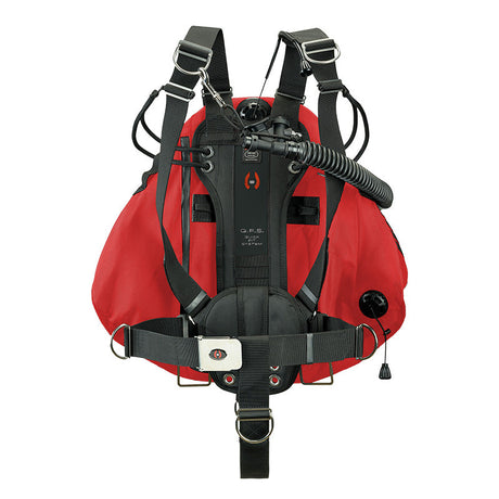 Hollis CRIB sidemount rig, Katana 2 Single in Red, harness side