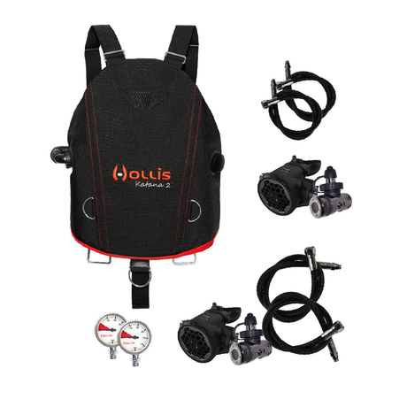 Hollis Sidemount Package – 2x DCX + 2x 200LX + Hoses + 2x Pressure Gauges + Necklace + SMS Katana 2 — includes Hollis DCX Fi…