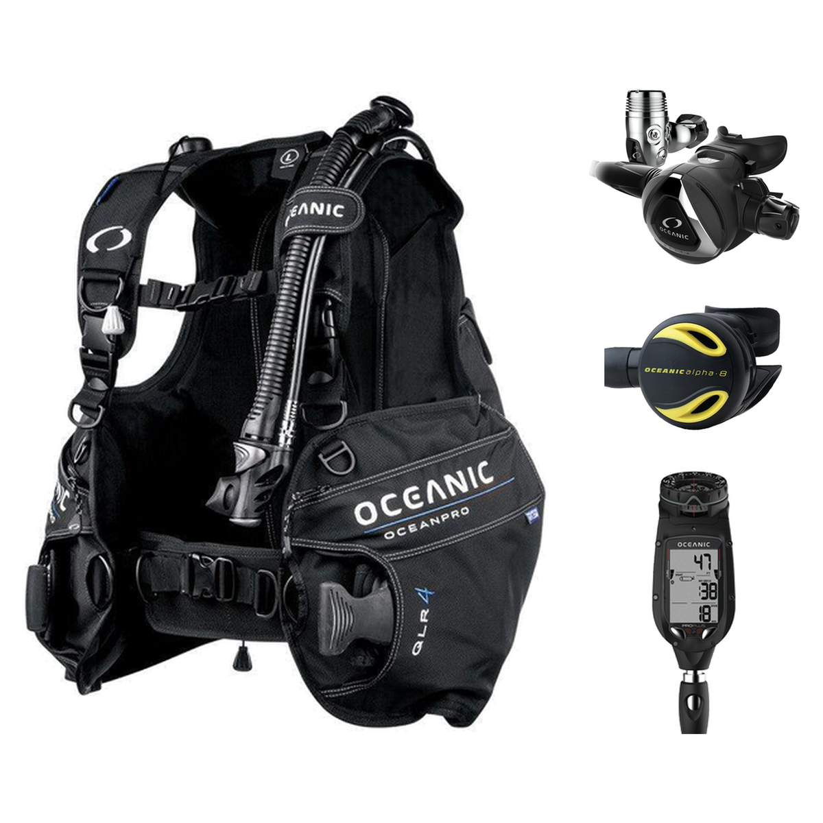 Oceanic Open Water Package – OceanPro BCD + Proplus 4.0 (Compass) + Delta 5 EDX + Alpha 8 Octopus