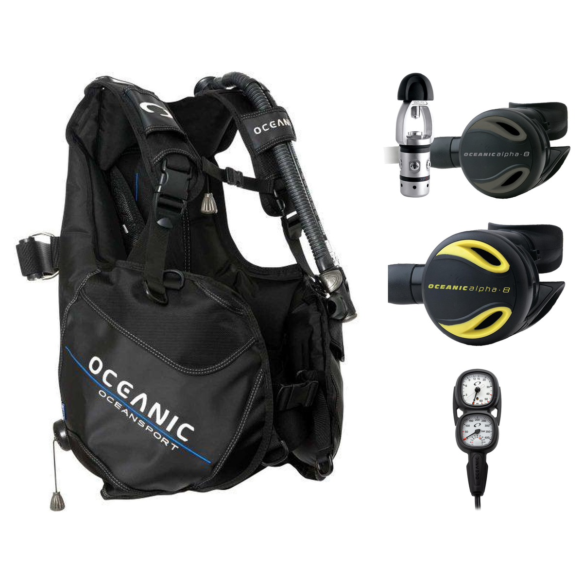 Oceanic Operator Package – Oceansport BCD + Maxview Combo + Alpha 8 SP5 + Alpha 8 Octopus — includes Oceanic Oceansport Jack…