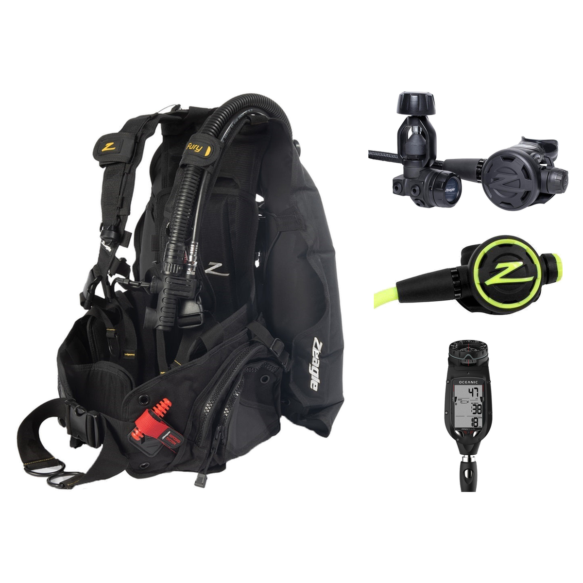 Zeagle Performance Package – Fury BCD + F8 Regulator + F8 Octopus + Oceanic Proplus 4.0 (Compass)