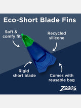 Zoggs Eco Short Blade Training Swim Fins Silicone Comfort Fit