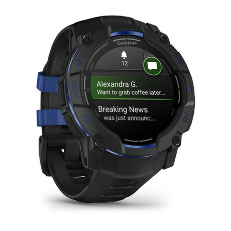 Garmin Instinct 3 50 mm AMOLED rugged GPS smartwatch, Black/Bolt Blue 3