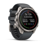 Garmin fenix 9 Pro – 47 mm Titanium with Graphite/Black Silicone Band — left profile