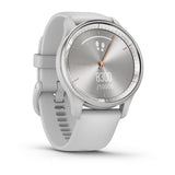 Garmin vívomove Trend Hybrid Smartwatch – Silver Stainless Steel Bezel with Mist Gray Case and Silicone Band